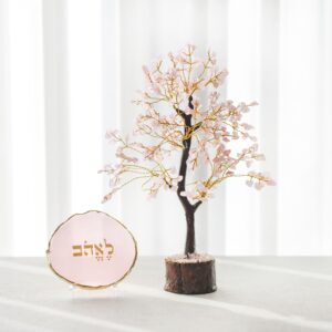 עץ קריסטלים רוז קוורץ ואקריל מעוצב לאהוב