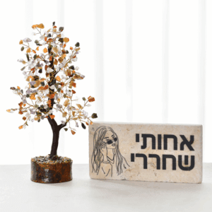 מארז עץ קריסטלים באבני חן ואריח אחותי שחררי 20/10 ס"מ