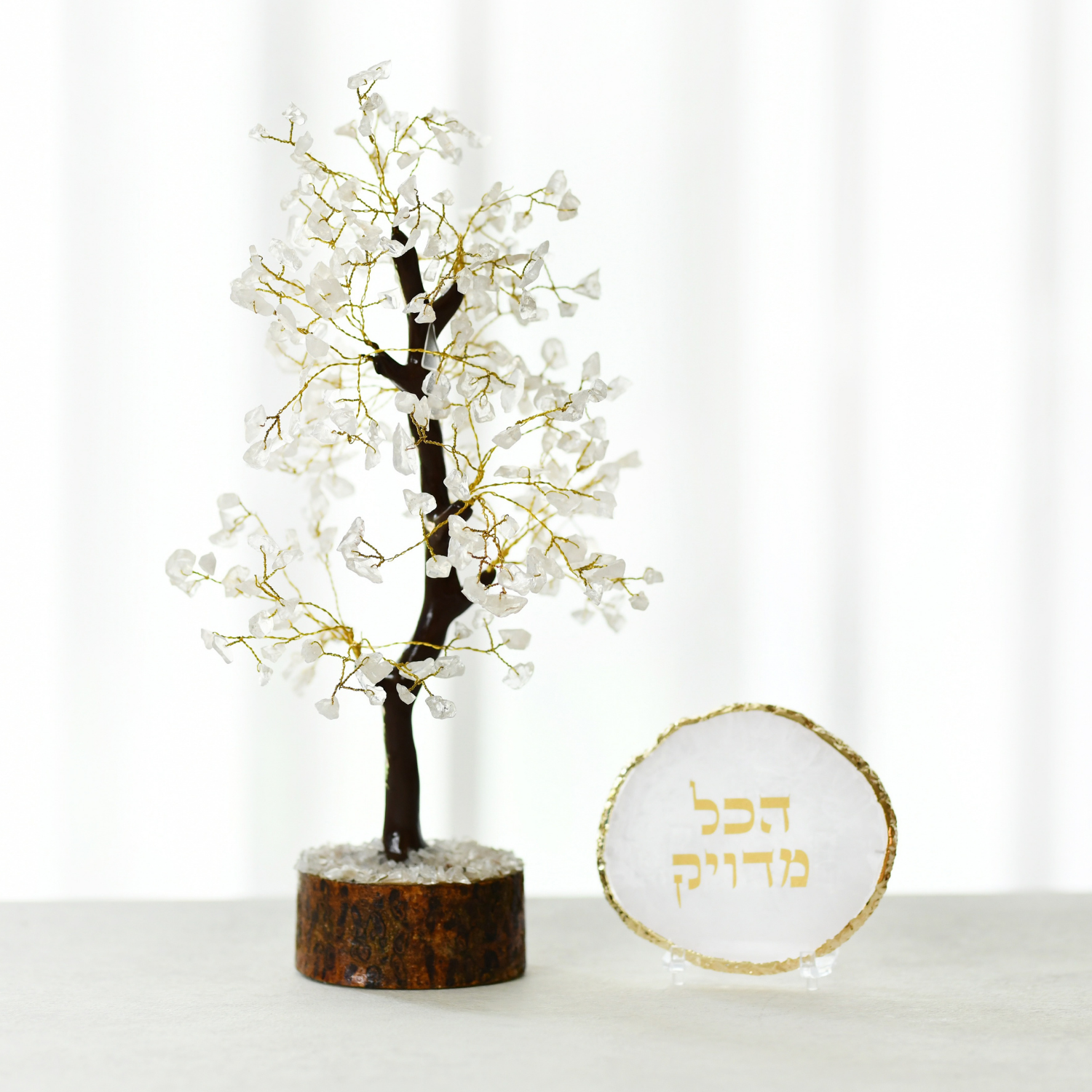 מארז עץ קריסטלים קוורץ - ואקריל מעוצב "הכל מדוייק"