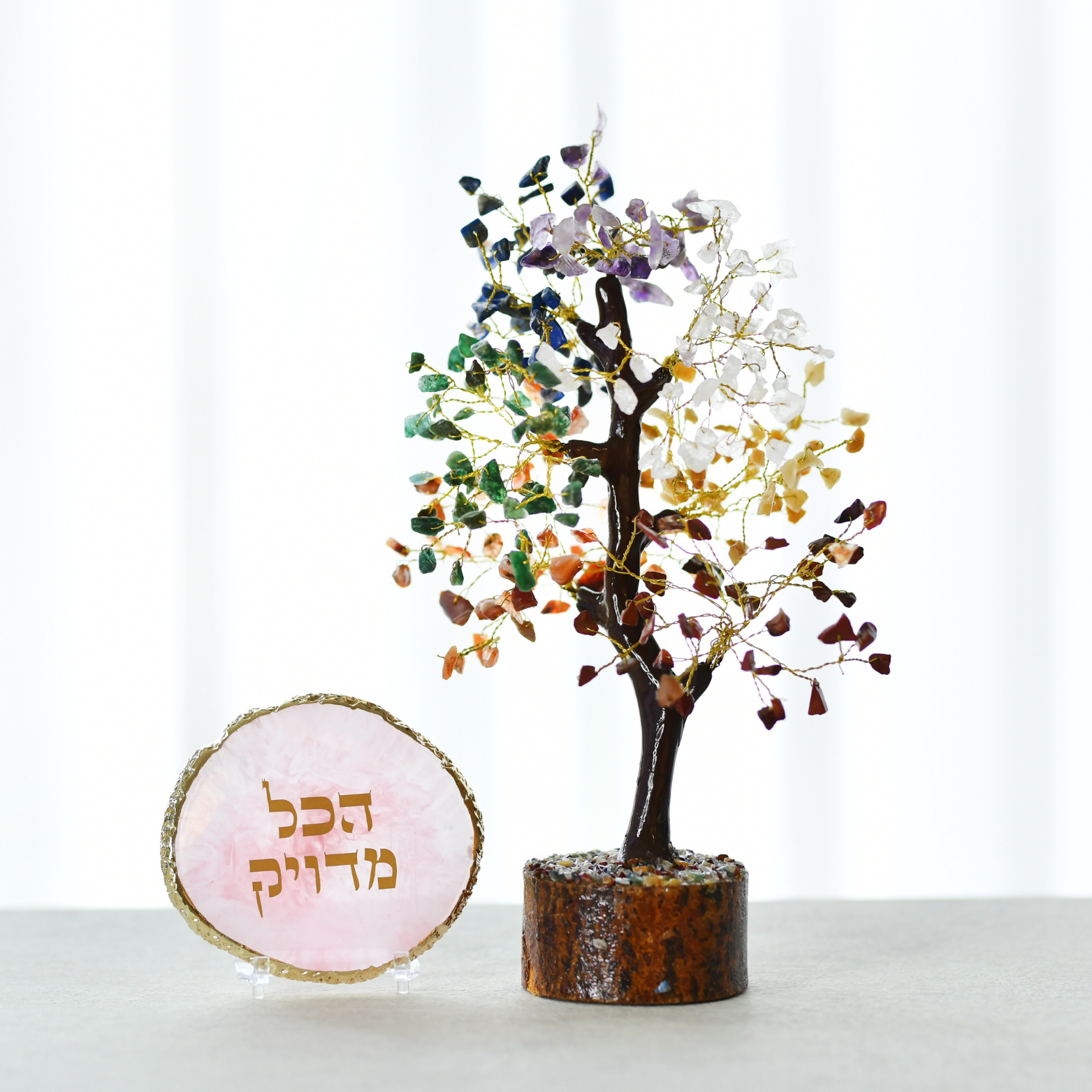 מארז עץ קריסטלים 7 הצ'אקרות - ואקריל מעוצב "הכל מדוייק"